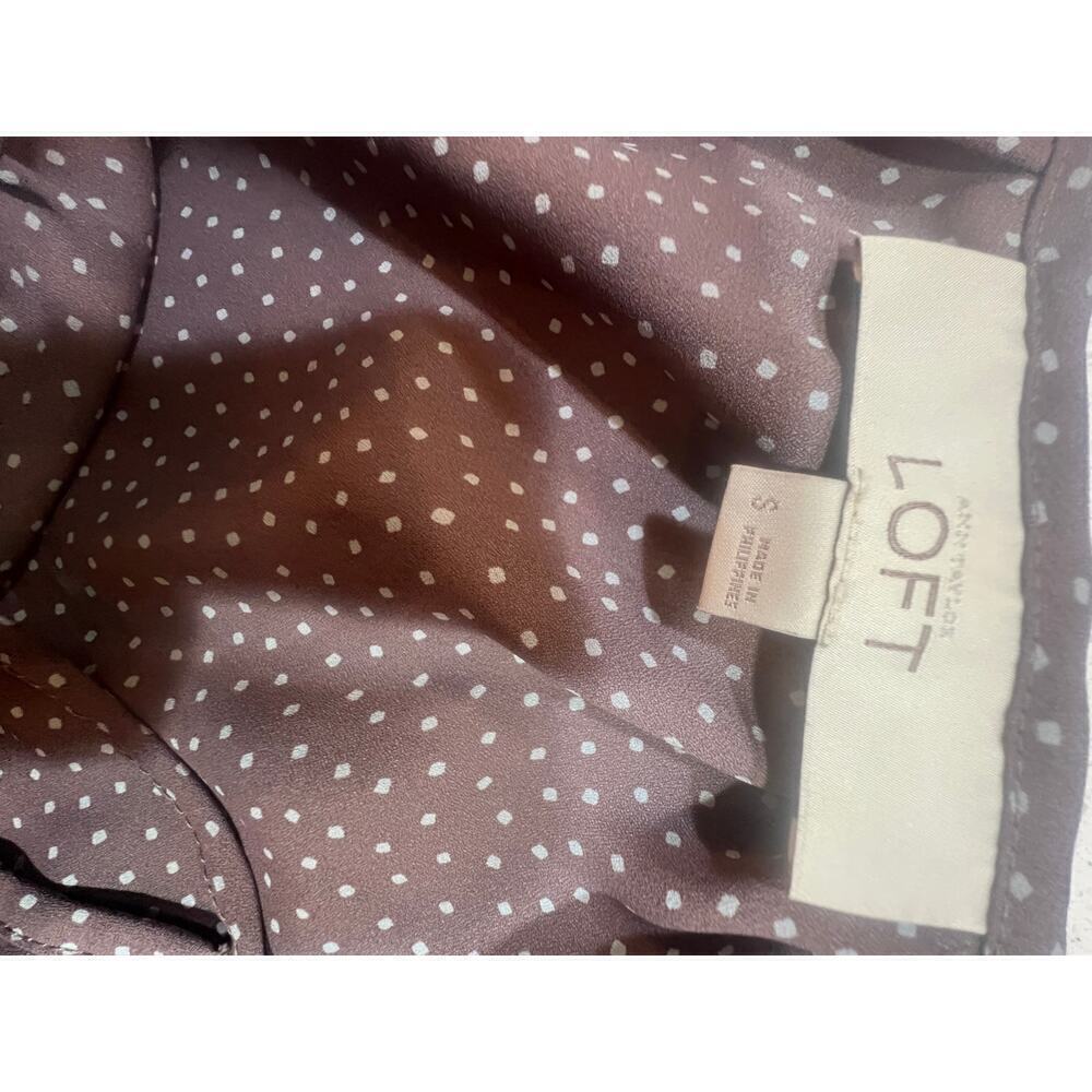 Loft Tie Neck Polka Dot 3/4 Sleeve Blouse - Small - Picture 7 of 7
